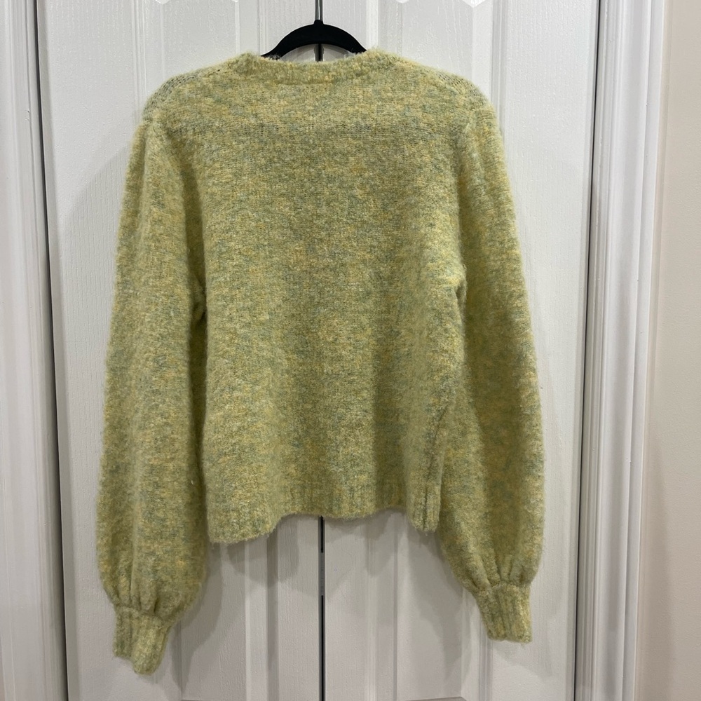 Philosophy Yellow Crew Neck Sweater with Fuzzy Texture and Long Sleeves - Picture 2 of 5